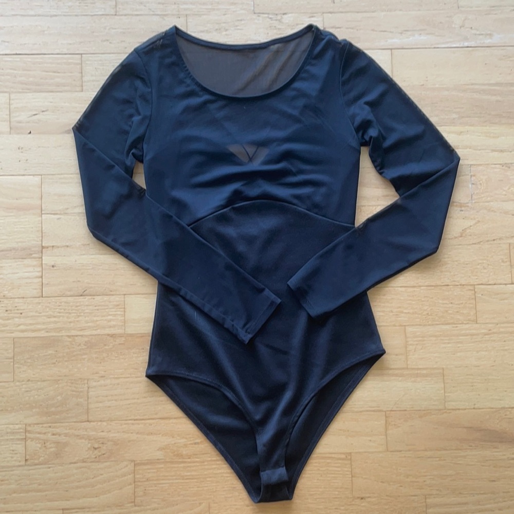 Sheer top long sleeve bodysuit